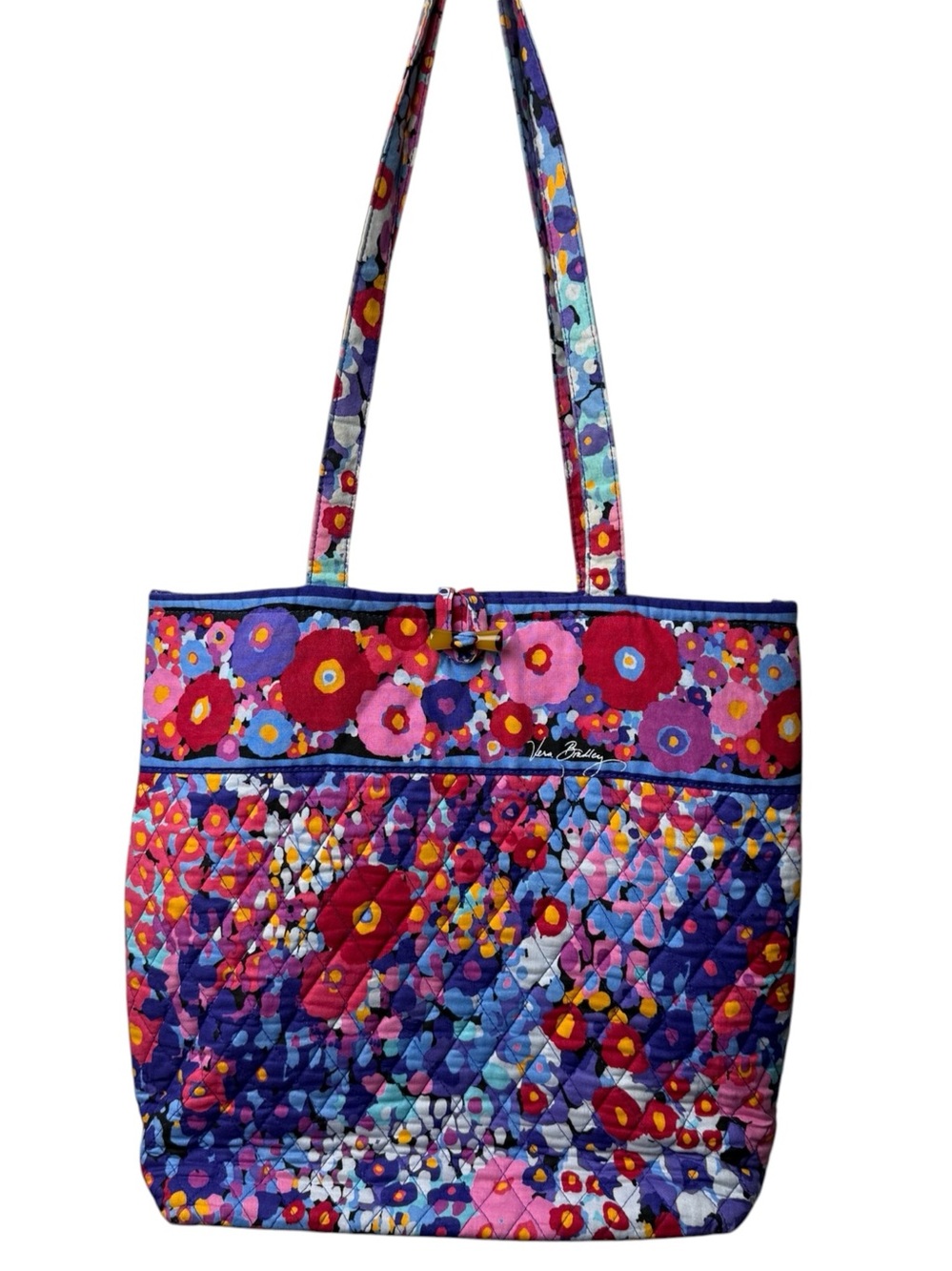 Vera Bradley Tote Purse Floral Tote Bag Pink Blue Poppy Clean Preppy Cottagecore